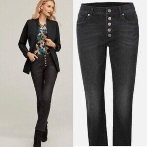 Cabi Button Fly Straight Black Denim Size 8 Button fly. 5 pocket design.